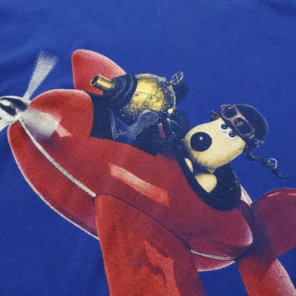 Wallace & Gromit 1989 Gromit Pilot BiPlane Tee - Blue XL LARGE Rare 80s 90s USA - Picture 3 of 6